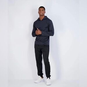 Tru Fit Men's Dry-Fit Long Sleeve Full Zip Hooded Running Jacket Space Dyed Blk